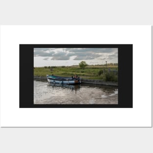 Small wooden pleasure boat moored in Thurne Dyke Posters and Art